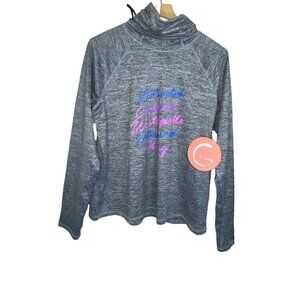 Womens ACTIVE gray marled graphic sweatshirt